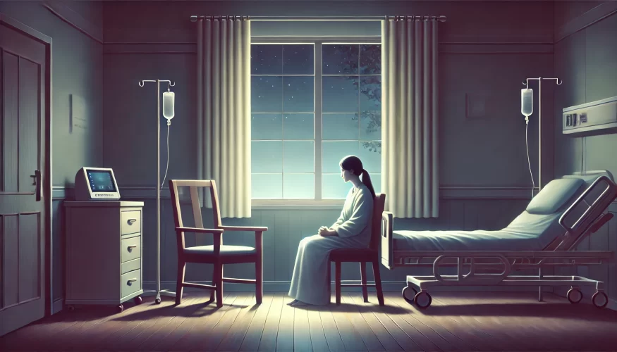 woman-alone-in-hospital-room-during-medical-crisis